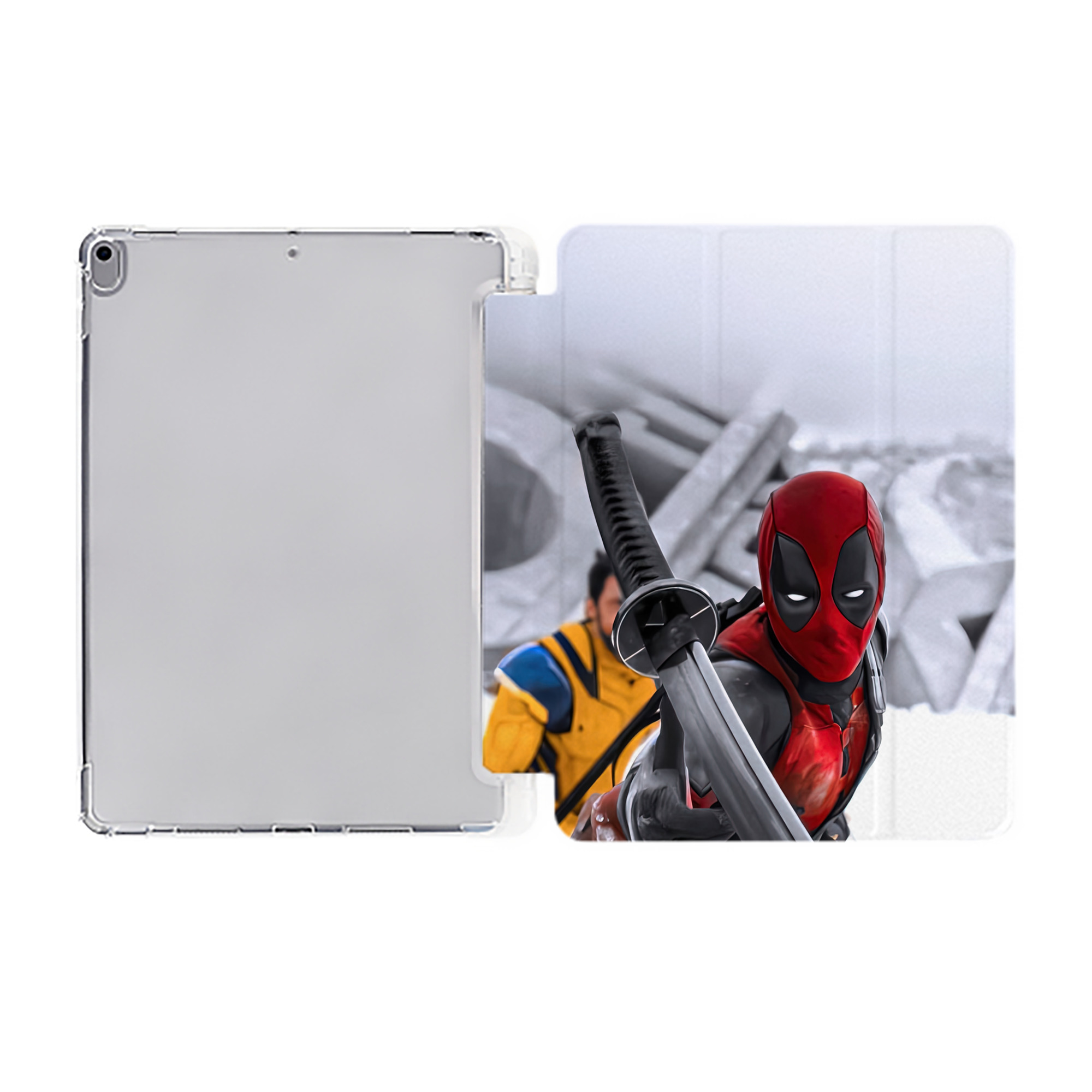 （画像用） Deadpool デッドプール IPad ケース ペン収納付き 三つ折りスタンド PUレザー×シリコン 対応機種9.5/10.5/10.9インチ